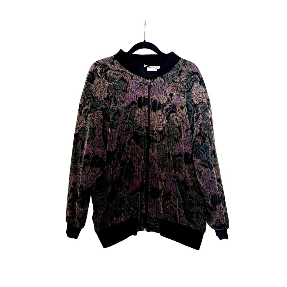 Vintage Rafi Zip Up Floral Bomber Jacket Size 40 With Pockets - Picture 8 of 12
